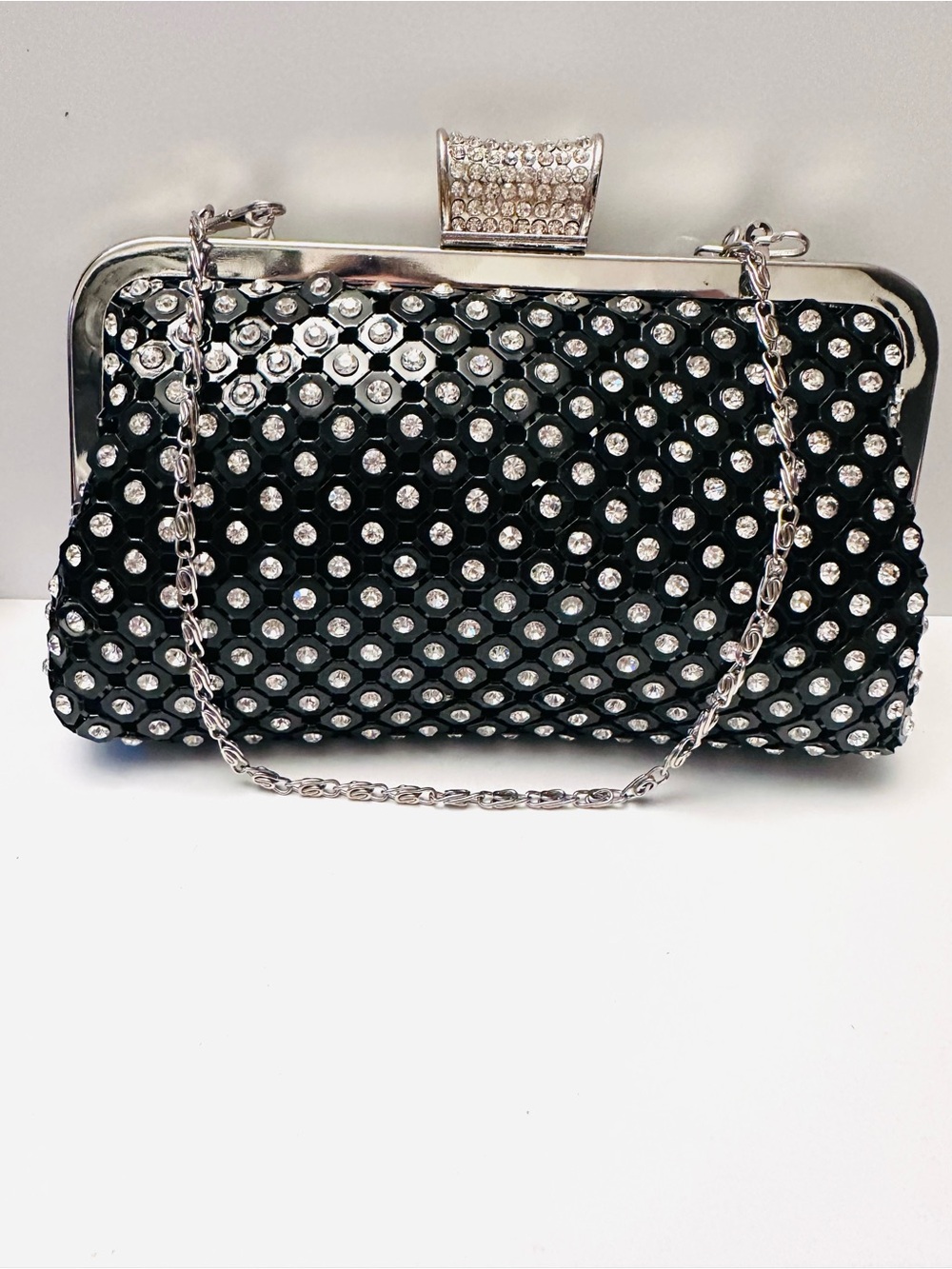 After Dark Black & Rhinestone clutch/Purse/Handbag NWT